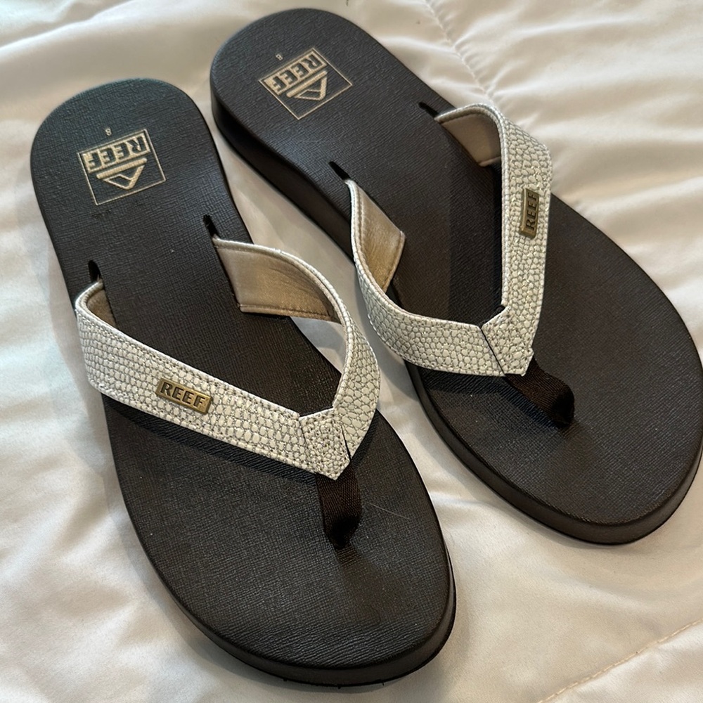 Reef Black and White Flip Flops